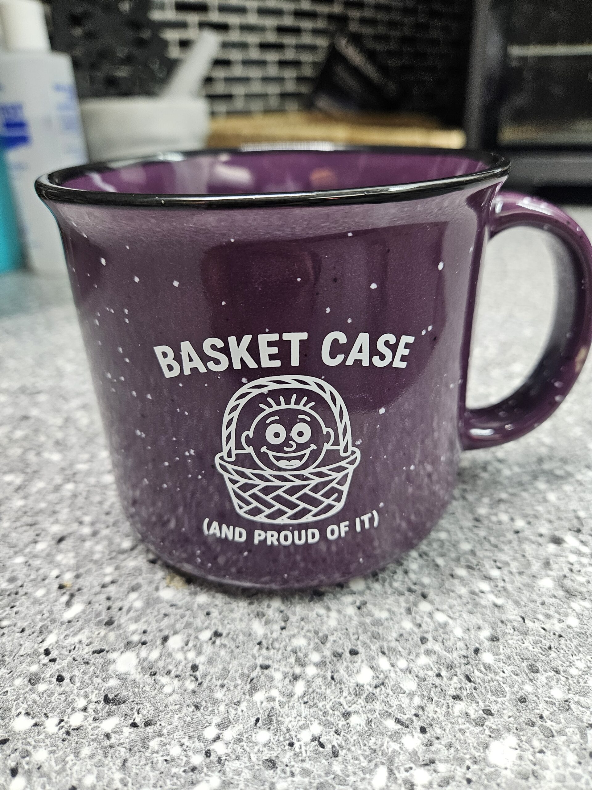 Basket Case Ceramic Mug – 15 oz. (Eggplant Speckle) - Image 2