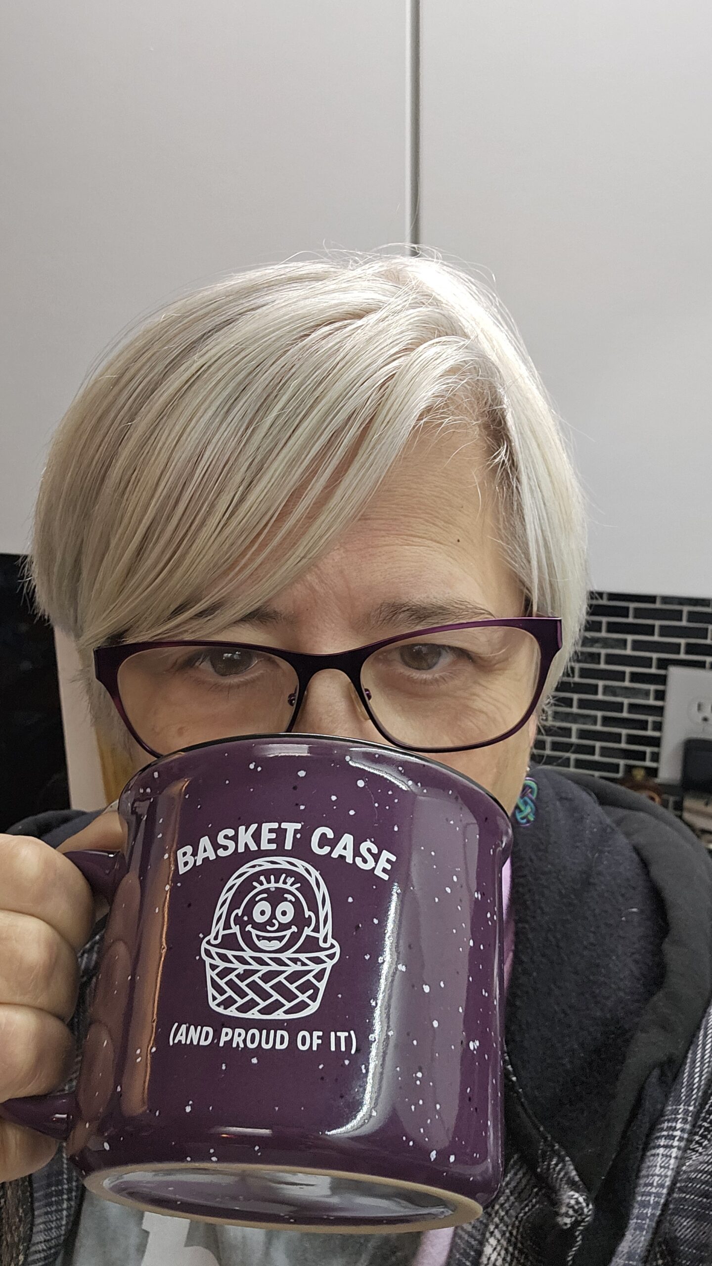 Basket Case Ceramic Mug – 15 oz. (Eggplant Speckle) - Image 3